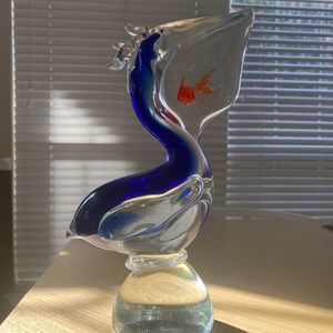 Murano Italy Hand Blown Glass Pelican Art Glass Statue
